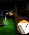 Solar Outdoor Garden Lantern Lights With 80 Color LED, bronze watering can design illuminating garden pathway at night