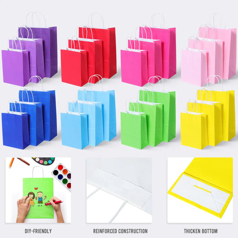32 Piece Gift Bags Set With 32 Tissues Eight Color Rainbow Party Favors With Handles For Wedding Birthday Parties And Gifts