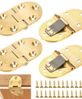 Space Saving Brass 90 Degree Folding Hinge Set For Tables And Cabinets, 4 pieces, 24 screws, shown with wood installation.