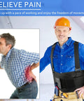 Heavy Duty Lumbar Back Brace With Four Flexible Orthopedic Stays For Killing Lower Back Pain showing a man in work attire.