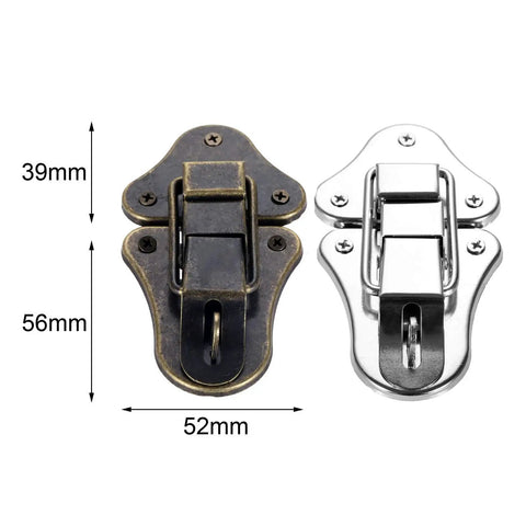 Old School Antique Bronze And Silver Key Hasp Lock For Jewelry Box Chest Case Vintage Toggle Latch Clasp 95 By 52 Millimeter Durable Zinc Alloy Hardware With Easy Install Screws