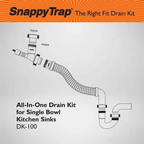 Diagram of All-In-One Kitchen Sink Drain Kit One And A Half Inch With Flexible P-Trap Plug-And-Play No-Tool Installation DK-100