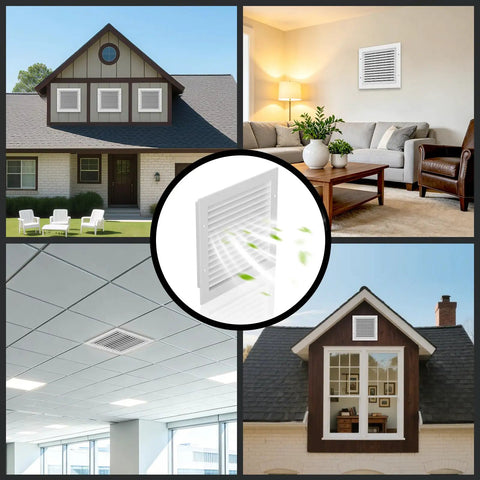 Aluminum Gable Return Air Vent Cover With White Mesh For Interior Doors And Dryers Big 16 By 16 Inch Wall Mount Vent Grille
