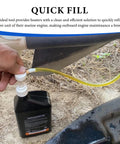 Person using Gear Oil Pump Kit For Transmission Fluid Changes With Three Eighths Inch Swivel Adapter to refill marine engine