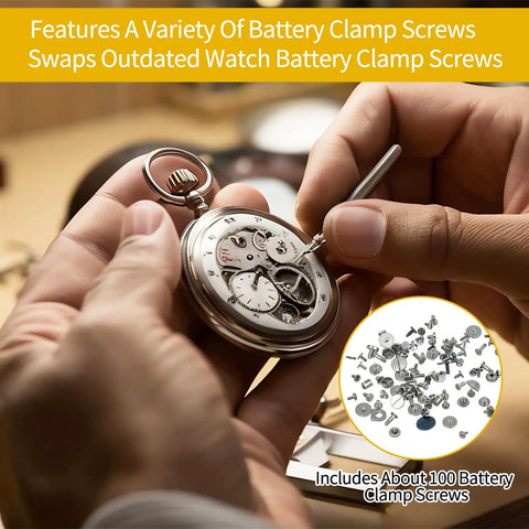 Using the 100 Piece Watch Screw Kit For Repair And Battery Replacement With Stainless Steel Clamp Screws to fix a pocket watch.