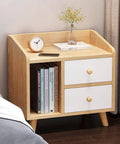 Modern rustic TV cabinet with 8 Pack Round Wooden Cabinet Knobs And Drawer Pulls, natural wood finish, and white drawers