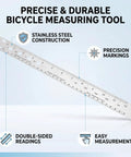 Top Shelf Stainless Steel Bike Spoke Length Gauge And Nipple Size Ruler For Cotter Pins And Bearings Dead On 360Mm double-sided workshop measuring tool with precision markings.