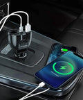 Beefed Up 180W Dual Cigarette Lighter Splitter With Independent Switches And Two Sockets QC3 And 20W PD USB C Car Charger in car