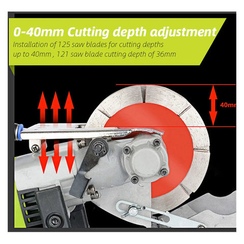Beast 8300W Wall Chaser Power Tool showing blade and cutting depth adjustment from 0 to 40mm.