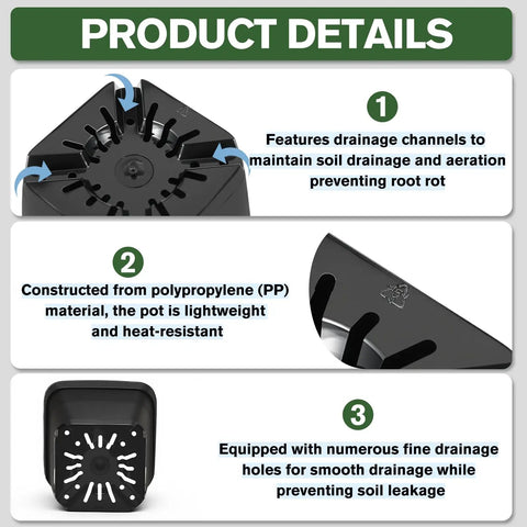 Details of Thickened 4 Inch Seed Starting Pots 80 Pack With Drainage Holes Built Tough Durable Plastic Nursery Pots