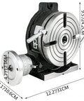 8 Inch Rotary Table With Horizontal And Vertical Tilt For Precision Milling And Drilling, HV8 3MT Shank, Vernier Reading; side view.