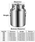 Heavy Duty 304 Stainless Steel Storage Totes With Lock Tight Lids 64 gallon canister shown with specifications for size and height.