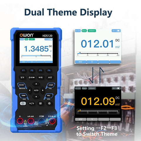 Display of 2 In 1 Oscilloscope And Multimeter For On The Go Techies, 1MHz Bandwidth, 20000 Counts Digital Multimeter With True RMS.
