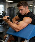 Man using Curl Pad For Barbell Home Gym Arm Day Workout Cushioned Bicep Tricep Forearm Support Bench Cushion for curls