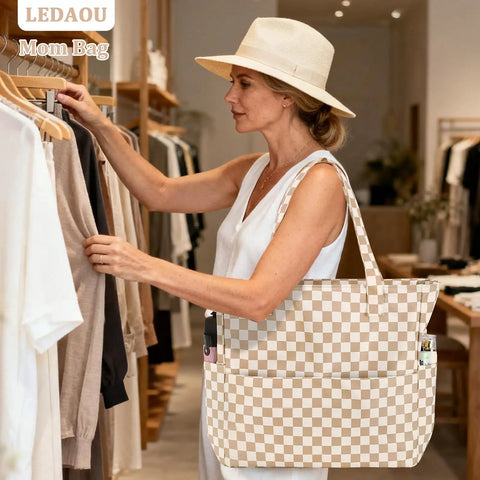 Woman shopping with Large Beach Tote Bag For Women Waterproof And Sandproof With Zipper And Wet Pocket Extra Spacious For Pool Gym Travel
