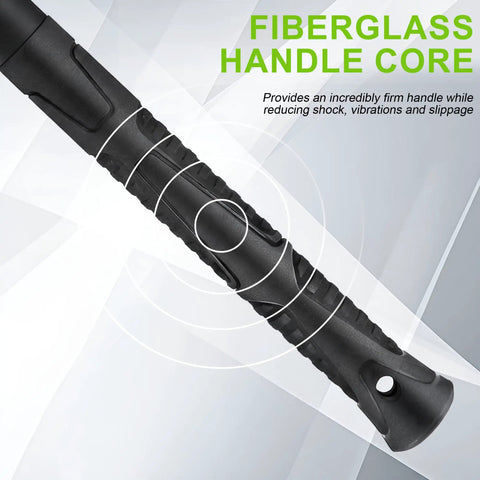Forged Adze Pick And Mattock With 36 Inch Fiberglass Handle, features handle core reducing shock, vibrations, and slippage.