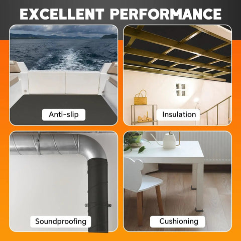 Premium Neoprene Foam Rubber Sheet With Adhesive Backing used as anti-slip floor mat in boat, showcasing waterproof and soundproofing features.
