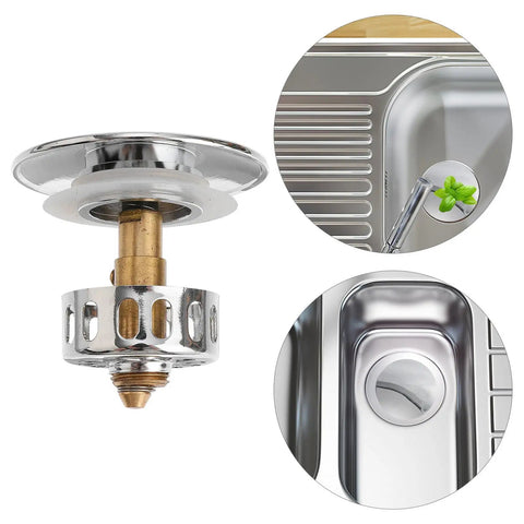 Full Copper Bathtub Drain Plug Replacement, Brass Flat Seal with chrome finish and push waste design, suitable for bathtubs.