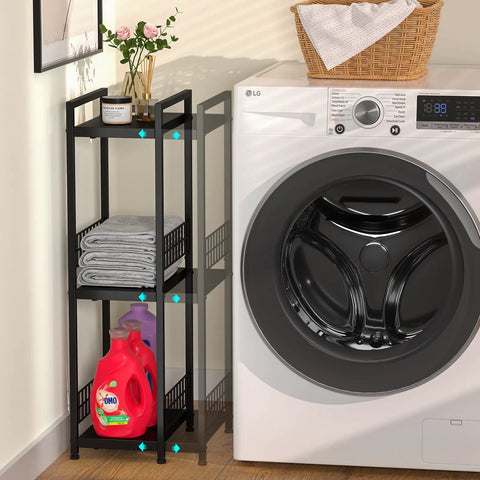 Clean Up Your Act With This 3 Tier Metal Shelving Unit Boasting An Expandable Narrow Frame Beefy Free Standing Storage Rack Hassle Free Setup Organizer For Bathrooms Kitchens And Laundry Zones