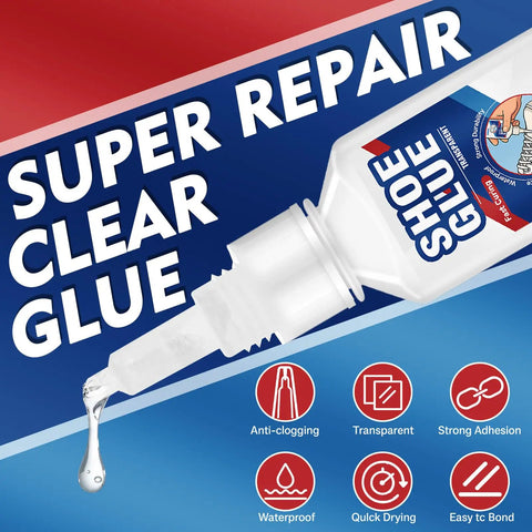 Close-up of Clear Shoe Glue Sole Repair Kit For Boots And Sneakers, Pro Grade Heavy Duty Waterproof Adhesive With Microtips in use