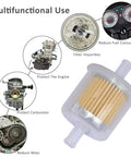 Replacement Gas Inline Fuel Filters For Three Eighth Inch Fuel Lines Great For Motorcycles Cars Trucks Lawn Mowers Snowmobiles Generators Go Karts And Small Gasoline Engines Pack Of Four multifunctional use with filter illustration