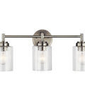 Three Light Vanity Light in Brushed Nickel with Clear Seeded Glass, Modern Transitional Bath Fixture for Above the Mirror, 21.5 Inch Wide