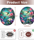 Round Vibrant Hummingbirds Butterflies Chinoiserie Colorful Toilet Seat size comparison showing dimensions of 16.5"