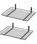 Heavy Duty Wall Mounted Storage Shelf Set For Garage And Home 24 By 12 Inch Metal Shelves Two Pack Workhorse Sturdy Steel Wall Rack