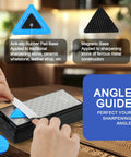 Double Sided Diamond Sharpening Stone With Coarse 400 And Fine 1000 Grit, Non Slip Base, Angle Guide, Storage Case, in use by home cook