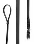 Close-up of dual reins from Pro Grade Padded Weymouth Dressage Bridle For Horses, vegetable tanned leather, ergonomic headpiece.