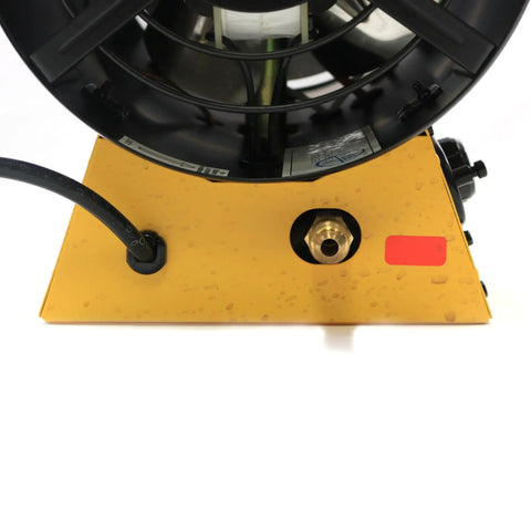 Bottom view of Heavy Duty 65000 BTU Forced Air Propane Heater Packed With Quiet Burner Tech And No Fuss Thermostat.