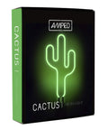 Box packaging of the Green Neon Cactus Desk Light That Is Lit For Any Room showing cactus design with green glow.