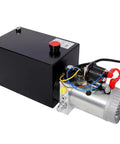 Heavy Duty 12V DC Hydraulic Power Unit With 8 Quart Steel Tank For Dump Trailer And Lift Gate, featuring 3HP motor and steel tank.