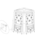 Diagram of an Outdoor Compost Bin With Lift Off Lid 65 Gallon Capacity Four Door Access And Vent Holes Durable Black Garden Waste Caddy