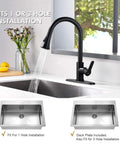 Matte Black Kitchen Faucet With Pull Down Sprayer Stainless Steel Sink Faucet Single Handle 1.8 GPM Great For Kitchen RV And Laundry