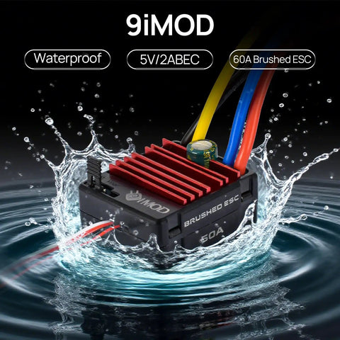 60A Waterproof Brushed ESC in water highlighting durability for RC cars trucks boats crawlers with high current speed controller