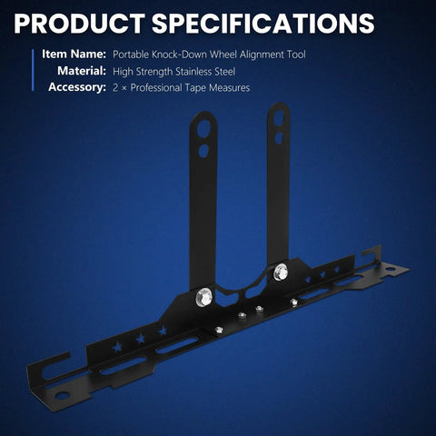 Quick Snap Knockdown Wheel Alignment Kit With Removable Toe Plates And Center Bar Includes Two Measuring Tapes For Diy Front End Camber And Toe Adjustment No Sweat Backyard Shop Matte Black