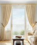 Heavy Duty Curtain Rod For Windows 66 To 120 Inch Adjustable 1 Inch Gold Rod With Decorative Metal Finials in living room setup