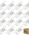 Fifteen Pack Clear Balloon Arch Clips With Boss Level Grip For Backdrop Parties And Studio Photos Dead Solid Hold Gets Your Setup Looking Fresh Durable Plastic Springs Always Pull Through, clear plastic clips in a grid layout.