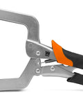 3 Inch Face Clamp for Woodworking and Pocket Hole Joinery with Quick Release Ergonomic Soft Grip Handles shown in side view