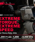 Badass 3/4 Inch Drive Air Impact Wrench Delivering Straight Up 1100 Ft Lbs Max Torque used in auto repair with gloves.