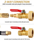 Winterize Blowout Adapter With 1/4 Inch Quick Connect To 3/4 Inch GHT Thread Ball Valve showing connection types A and B