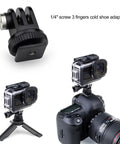 Waterproof Dive Housing With Color Correcting Filters for GoPro Hero 9-13 on camera with cold shoe adapter and tripod