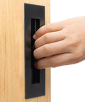Hand pulling Four Pack 6 Inch Recessed Pocket Door Handles Flush Pulls For Sliding Barn Doors Pocket Doors Closets Cabinets And Drawers Matte Black Stainless Steel Hardware Space Saving Snag Free