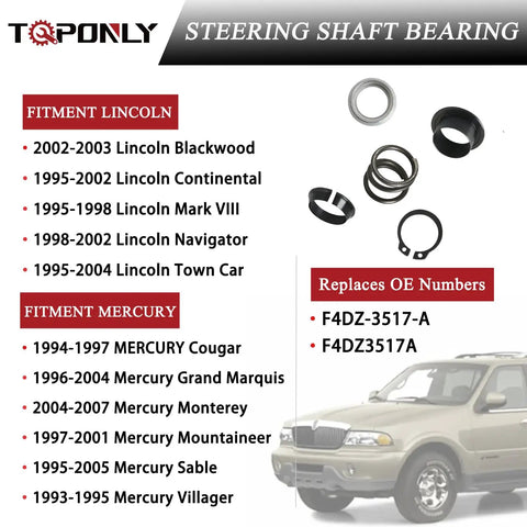 Upper Steering Column Bearing Kit For Tilt And No Tilt Systems Keeps Your Ride Tight Replaces F4DZ-3517-A F4DZ3517A