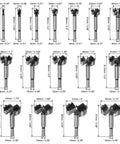 Top Notch Assorted Forstner Bit Set Featuring Game Changer Hardened Round Shanks for clean wood drilling, 16 assorted sizes from 6mm to 54mm.