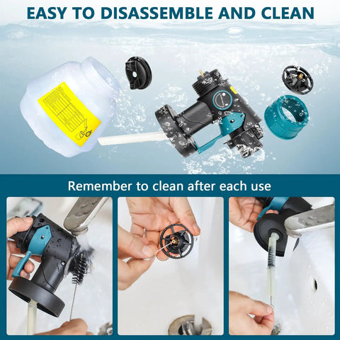 Boss Level Cordless Paint Sprayer Built Tough For Makita 18V Batteries 1000Ml Hvlp Tank disassembled for cleaning with components visible