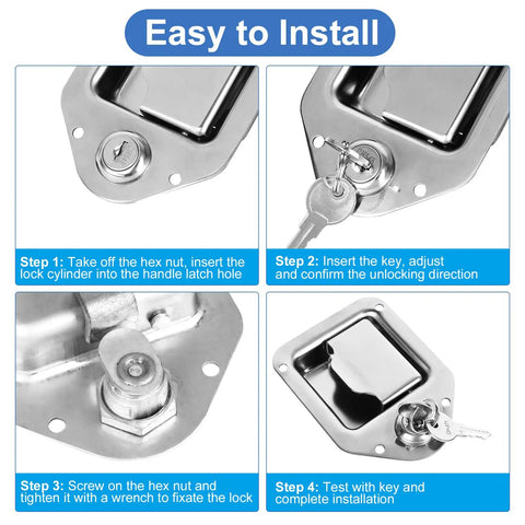 Installation steps for Truck Tool Box Lock Replacement 2 Pack Keyed Alike Five Eighth Inch Cylinder