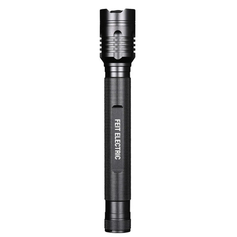 Tactical LED Flashlight with Aluminum Alloy Body, Zoomable Beam, Adjustable Brightness, Long-Lasting Power, Side View