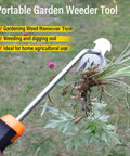 Weed Remover Tool Garden Weeder With Long 13 Inch Handle Four Tooth Uprooting Tool Stainless Steel Build in action